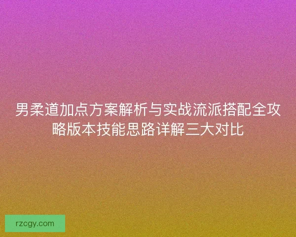 男柔道加点方案解析与实战流派搭配全攻略版本技能思路详解三大对比